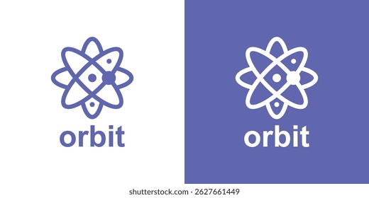 logo design combination atom and orbit,planet,symbol,icon,idea,creative.
