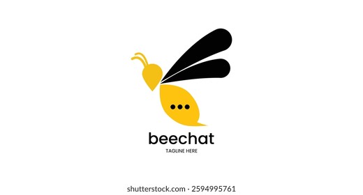 logo design with a combination of bees and bubble chat in with background