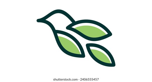 logo design combination of bird shape with leaves, minimalist icon, vector, symbol.