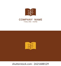 logo design combination of book and grain, logo for agricultural education, harvest, wheat, symbol, icon, idea, creative.