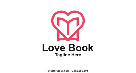logo design combination of book and love, logo for education, learning, romance, symbol, icon, idea, creative.