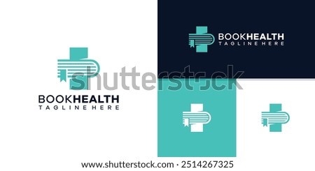 logo design combination of book and plus symbol, health, hospital, story, education, learning, logo template, symbol, icon, vector, inspirational idea.