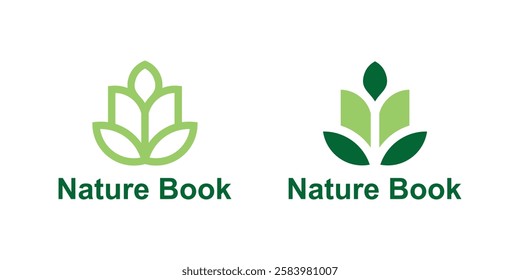 logo design combination of books and leaves, logo for plant education, eco, nature, symbol, icon, idea, creative.