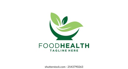 logo design combination of bowl and vegetarian, nutrition, leaves, food, healthy, logo design vector, symbol, icon, idea, creative.