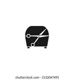 the logo design is combination box and scissor