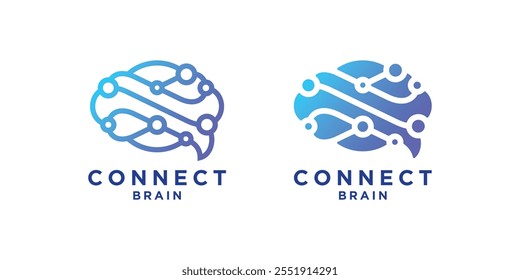 logo design combination of brain and connection,connect,technology,modern,symbol,icon,vector,idea,creative.