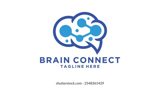 logo design combination of brain and molecule,connect,dot,technology,logo design icon,vector,symbol,idea,creative.