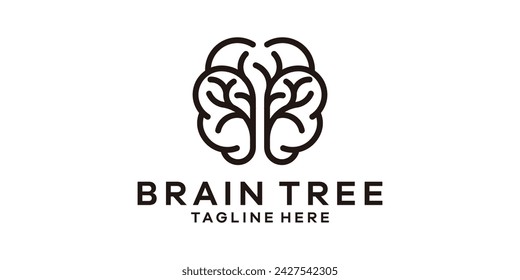 logo design combination of brain with tree, logo design template symbol idea.