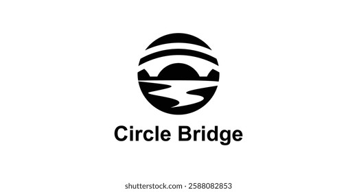 logo design combination of bridge and circle, logo for bridge project, building, construction, symbol, icon, idea, creative.