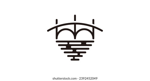 logo design combination of bridge shape with love sign, minimalist line logo.