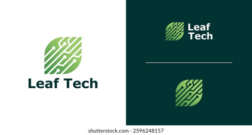 logo design combination of cable circuit and leaves, logo for digital energy, nature, connection, symbol, icon, idea, creativity
