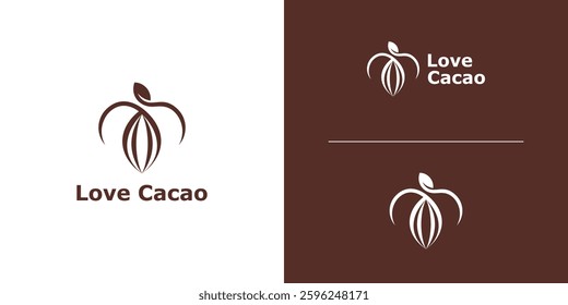 logo design combination of cacao and love, logo for chocolate, romantic, symbol, icon, idea, creative