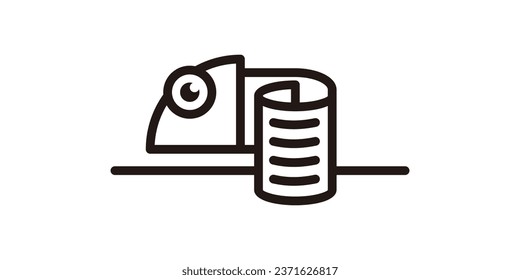 logo design combination of chameleon and paper made in a minimalist line style.