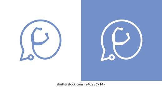 logo design combination of chat shape with stethoscope, health consultation logo.