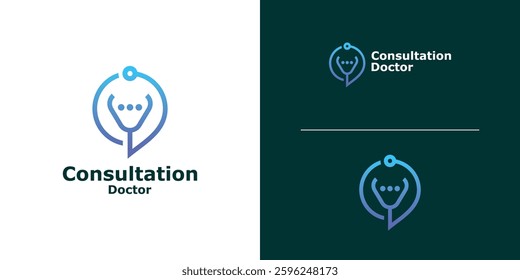logo design combination of chat and stethoscope, logo for health consultation, medical, technology, connection, symbol, icon, idea, creativity
