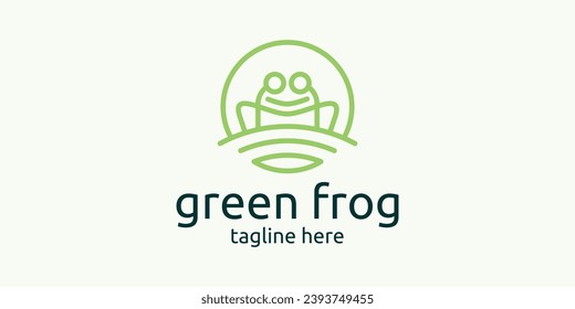 logo design combination of circle and frog shapes.