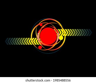 Diseño de logotipos con una combinación de círculos y formas. Forma un fuerte círculo de protección. Como el sistema solar. Ilustración de vectores de diseño.