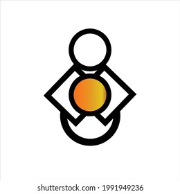 logo design a combination of circles and squares becomes a person holding a ball