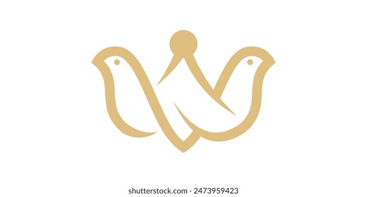 logo design combination of crown with bird, logo design template, icon, symbol, vector, creative, idea.