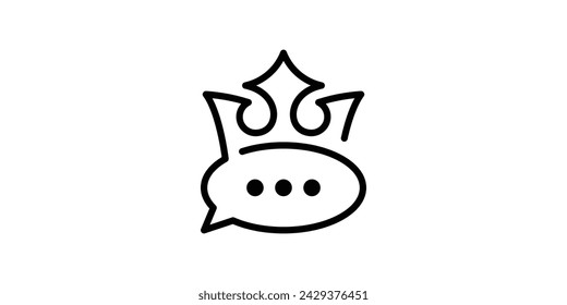 logo design combination of crown shape with chat, minimalist line logo design, creative idea icon template.