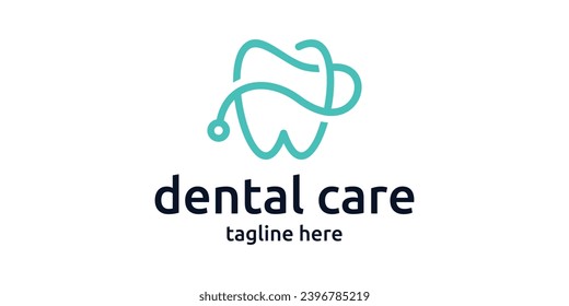logo design combination of dental shape with stethoscope, dental care logo.