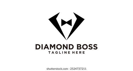 Combinación del diseño del logotipo del diamante con la corbata, la gema, la joyería, brillante, lujoso, hombre de negocios, Vector del diseño del logotipo, icono, símbolo, idea, creativo.