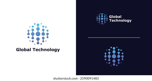 logo design combination of earth and technology, logo for global tech, connect, modern, simple, digital, connect, symbol, icon, idea, creative.