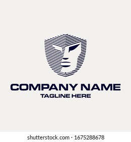 logo design with a combination of face and shield so that it becomes a logo that describes your company to be easily recognized by clients.