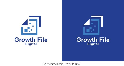 Combinación de diseño de logotipos, tecnología de archivos y crecimiento, datos, diseño creativo y elegante.