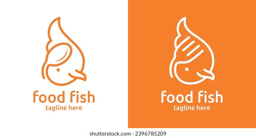 Logo-Design Kombination aus Fischform mit Gabellöffel, minimalistische Linien.