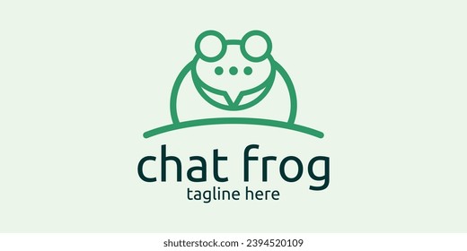 logo design combination of frog shape with speech bubble, chat, talk.