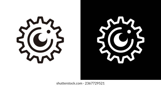 combinación de diseño de logotipo de equipo con lente de cámara u ojo.