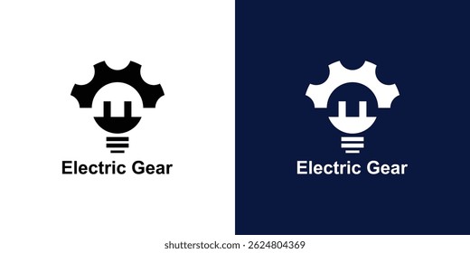 logo design combination gear,lamp and plug in,logo design energy,symbol,icon,idea,creative.