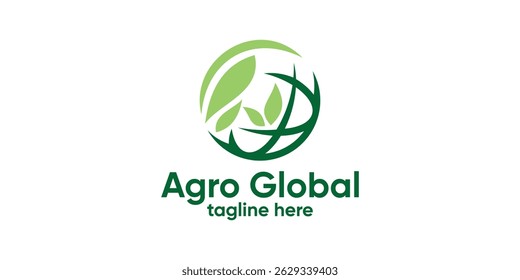 logo design combination global and leaf,ecology,design symbol,icon,idea,creative.