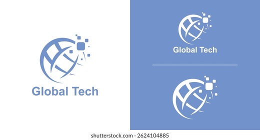 logo design combination global and technology digital modern,symbol,icon,idea,creative.