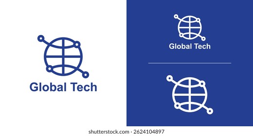 logo design combination global and technology modern,symbol,icon,idea,creative.