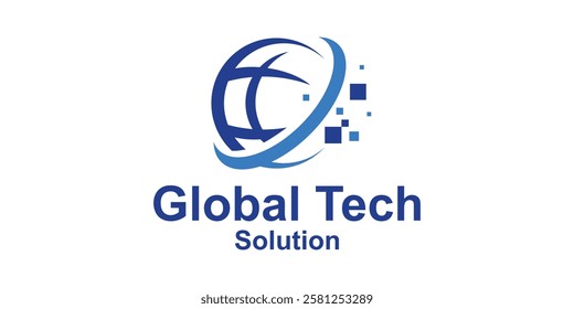 logo design combination of globe and modern technology, logo for global solutions, symbol, icon, idea, creative.