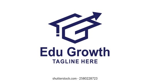 logo design combination of graduation cap and arrow, symbol for education, financial, growth, icon, idea, creative.