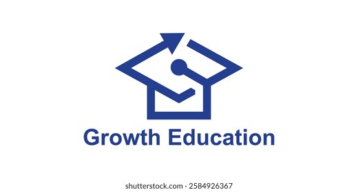 logo design combination of graduation cap and arrow, symbol for education grow, financial, growth, icon, idea, creative.