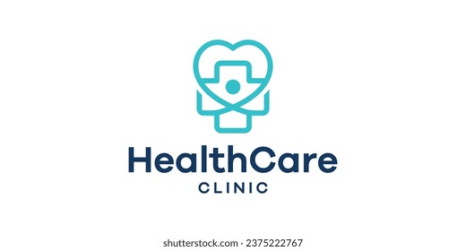logo design combination of health clinic with love and people.