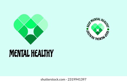diseño de logotipo combinado corazón, forma e icono de personas humanas con color verde. icono mental saludable. 