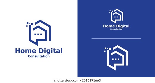 logo design combination home and chat,consultation,technology digital,symbol,icon,idea,creative.
