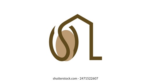 logo design combination of home and coffee, beans, construction, restaurant, cafe. logo design template, icon, symbol, creative, idea.