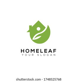 El diseño del logo es una combinación de casa y hoja.