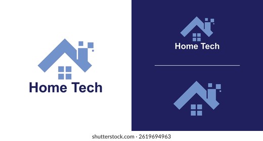 logo design combination home tech,digital,modern,symbol,icon,idea,creative.