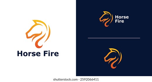 logo design combination of horse head and fire, horse brand logo, speed, strong, flame, fire, symbol, icon, creative idea.