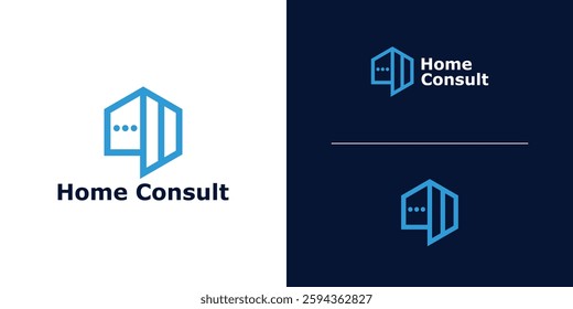 logo design combination of house and chat, logo house consultation, application, real estate, energy, symbol, icon, idea, creative.