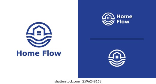logo design combination of house and wave, logo for hotel, residence, vacation, symbol, icon, idea, creative