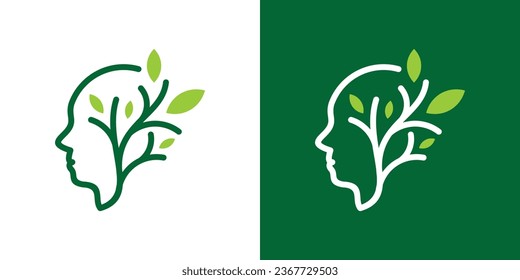 logo design combination of human head and plants.