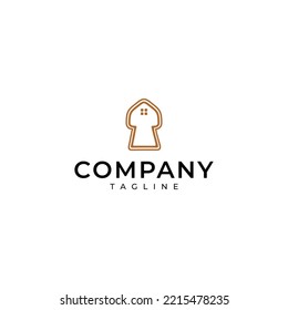 Diseño de logotipo que combina un agujero de cerradura y una casa.